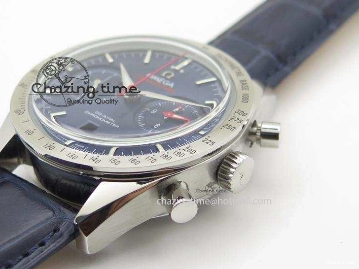 0505 DailyWear Speedmaster ’57 SS Chrono AXF Best Edition Blue Dial on Blue Leather Strap A 8279